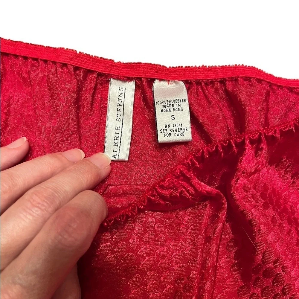 2 pc Valerie Stevens Metallic Red Animal Print Camisole Short Pajama Set Size S - Picture 11 of 11